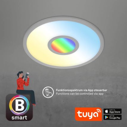 Brilo - Iluminação de teto LED RGB com regulação CENTRO LED/24W/230V 2700-6500K Wi-Fi Tuya + comando