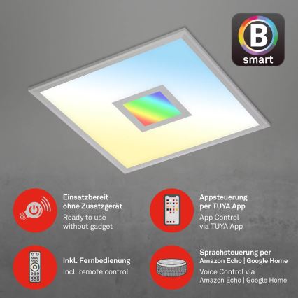 Brilo - Iluminação de teto LED RGB com regulação CENTRO LED/24W/230V 2700-6500K Wi-Fi Tuya + comando