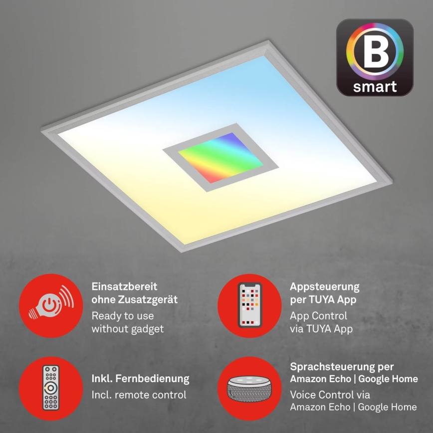 Brilo - Iluminação de teto LED RGB com regulação CENTRO LED/24W/230V 2700-6500K Wi-Fi Tuya + comando