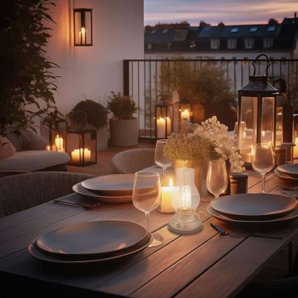 Brilo - Candeeiro de mesa recarregável para exterior LED dimerizável KANEA LED/1,5W/5V IP44 1200 mAh bege