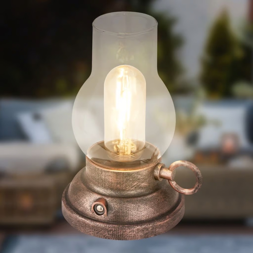 Brilo - Candeeiro de mesa recarregável e dimerizável para exterior KANEA LED/1,5W/5V IP44 1200 mAh bronze