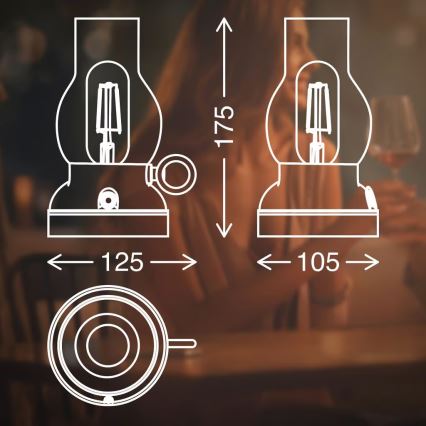 Brilo - Candeeiro de mesa recarregável e dimerizável para exterior KANEA LED/1,5W/5V IP44 1200 mAh bronze