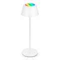 Brilo - Lâmpada de mesa para exterior LED RGB dimerizável, recarregável e tátil KIKI LED/2,6W/5V IP44 2600 mAh branca
