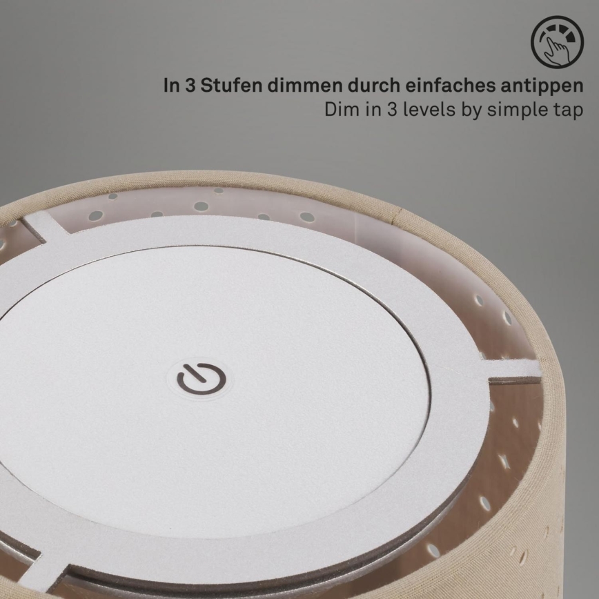 Brilo - Lâmpada de mesa exterior recarregável LED regulável LOLE LED/3W/5V 2000mAh IP44 prata/bege