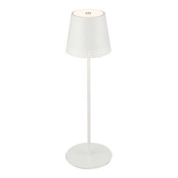 Brilo - Lâmpada de mesa tátil recarregável para exterior KIKI, LED regulável, 2,6W/5V, IP44, 2600 mAh, branca