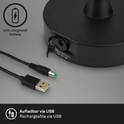 Brilo - Lâmpada LED recarregável externa com dimmer LED/3W/5V IP44 2000 mAh