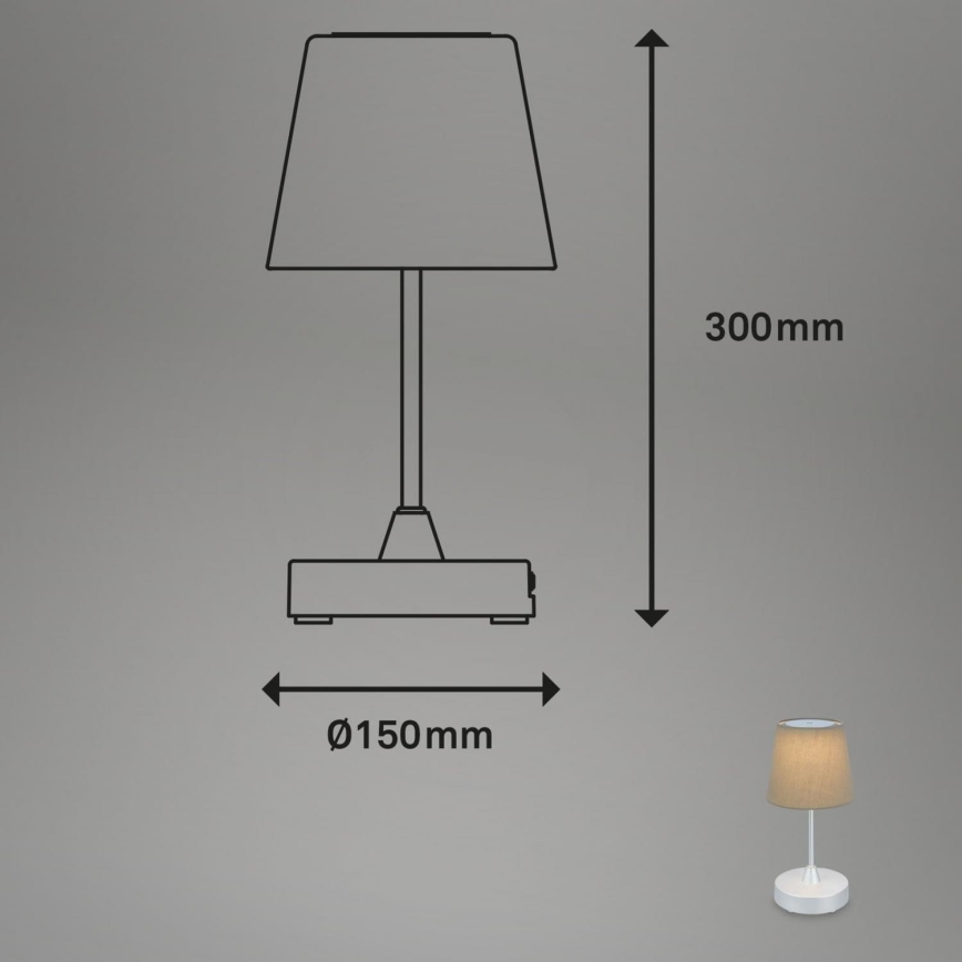 Brilo - Candeeiro de mesa para exterior LED com regulação LED/3W/5V IP44 prateado/bege