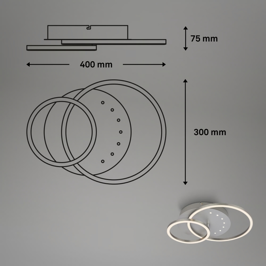 Brilo - LED Dimerizável candeeiro de tecto LED/26W/230V 3000K cromo fosco