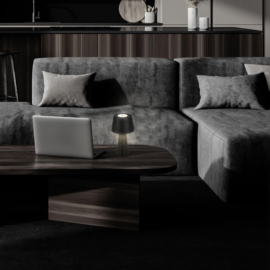 Brilo - LED Regulação rechargeable exterior candeeiro de mesa LED/3,5W/5V IP44 preto