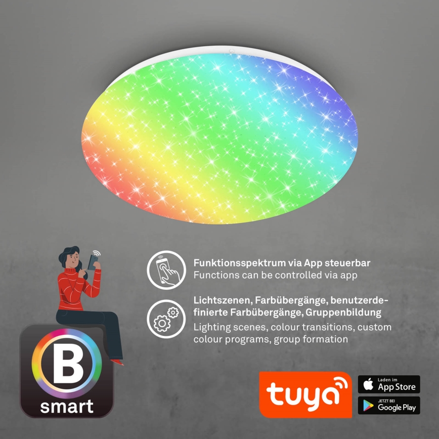 Brilo - LED RGBW Iluminação para casa de banho com regulação LED/19W/230V 3000-6500K IP44 Wi-Fi Tuya + comando