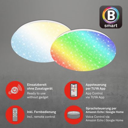 Brilo - LED RGBW Iluminação para casa de banho com regulação LED/19W/230V 3000-6500K IP44 Wi-Fi Tuya + comando