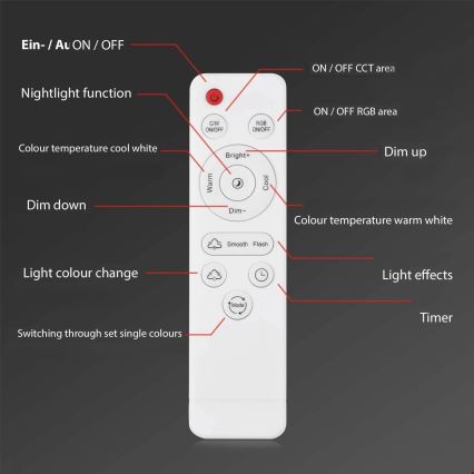 Brilo - LED RGBW Iluminação para casa de banho com regulação LED/19W/230V 3000-6500K IP44 Wi-Fi Tuya + comando