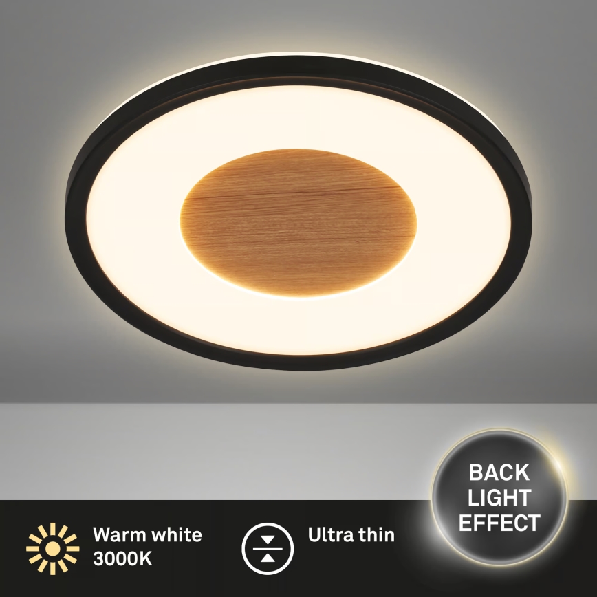 Brilo - Luminária de teto LED SUFIT WOOD, 18W/230V, 3000K, Ø29 cm