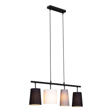 Brilo - Lustre suspenso com cabo 4xE27/40W/230V preto/cinzento/branco