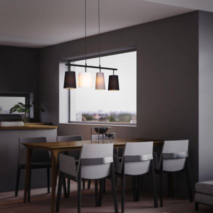 Brilo - Lustre suspenso com cabo 4xE27/40W/230V preto/cinzento/branco