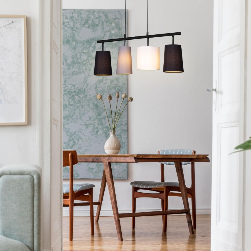 Brilo - Lustre suspenso com cabo 4xE27/40W/230V preto/cinzento/branco