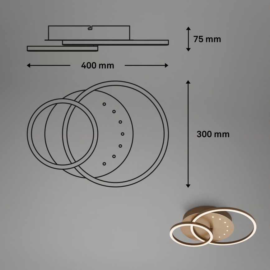 Brilo - Plafon LED dimerizável LED/26W/230V 3000K castanho