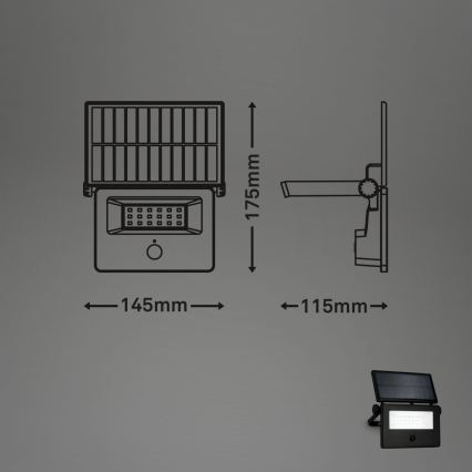 Brilo - Refletor solar LED com sensor LED/5W/5,5V IP54 1200 mAh