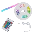 Brilo - Tira LED RGB com regulação 6,6m LED/6W/USB + comando