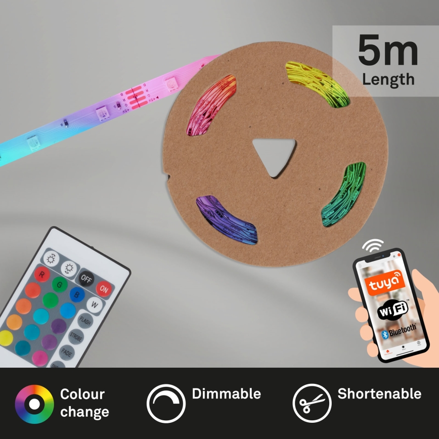 Brilo - Tira LED RGBW com regulação 6,5m LED/15W/230V Wi-Fi Tuya + controlo remoto