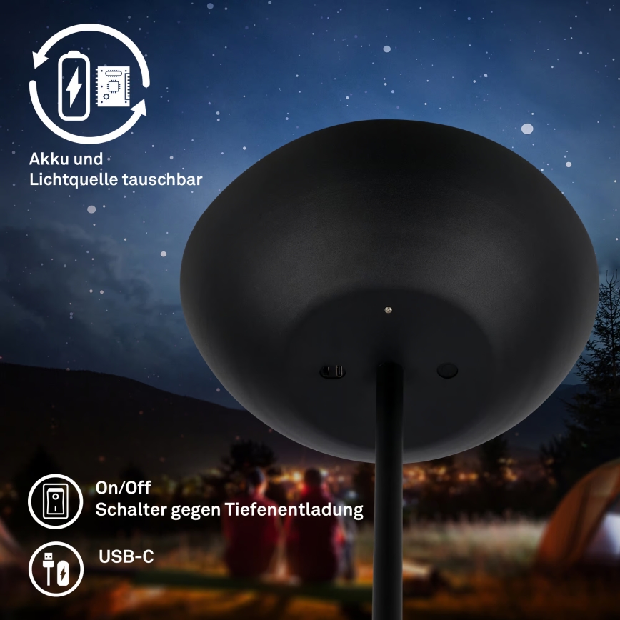 Briloner 1500015 - Candeeiro de pé LED dimerizável ESTATE LED/8W/5V 4000 mAh preto