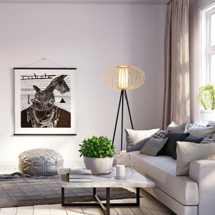 Briloner 1759011 - Candeeiro de pé 1xE27/10W/230V bambu/preto