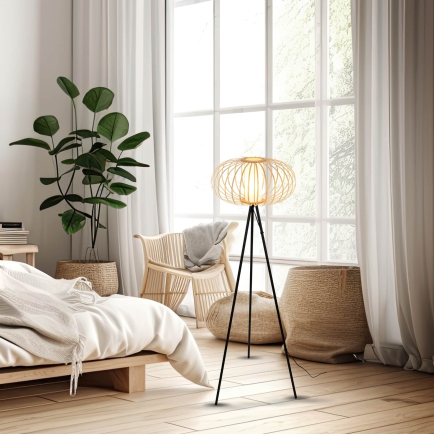 Briloner 1759011 - Candeeiro de pé 1xE27/10W/230V bambu/preto