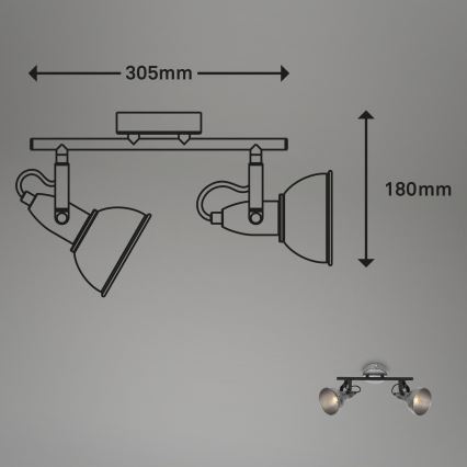 Briloner 2049-024 - Foco RETRO 2xE14/40W/230V cinzento
