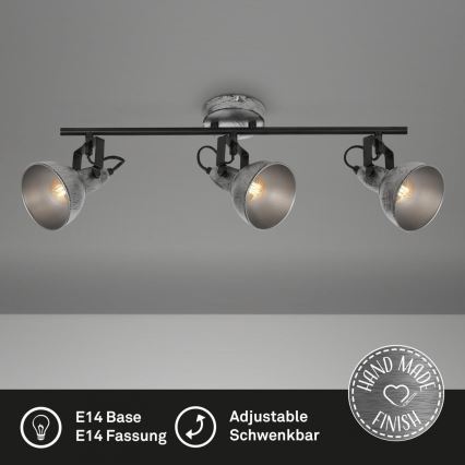 Briloner 2049-034 - Foco RETRO 3xE14/40W/230V cinzento