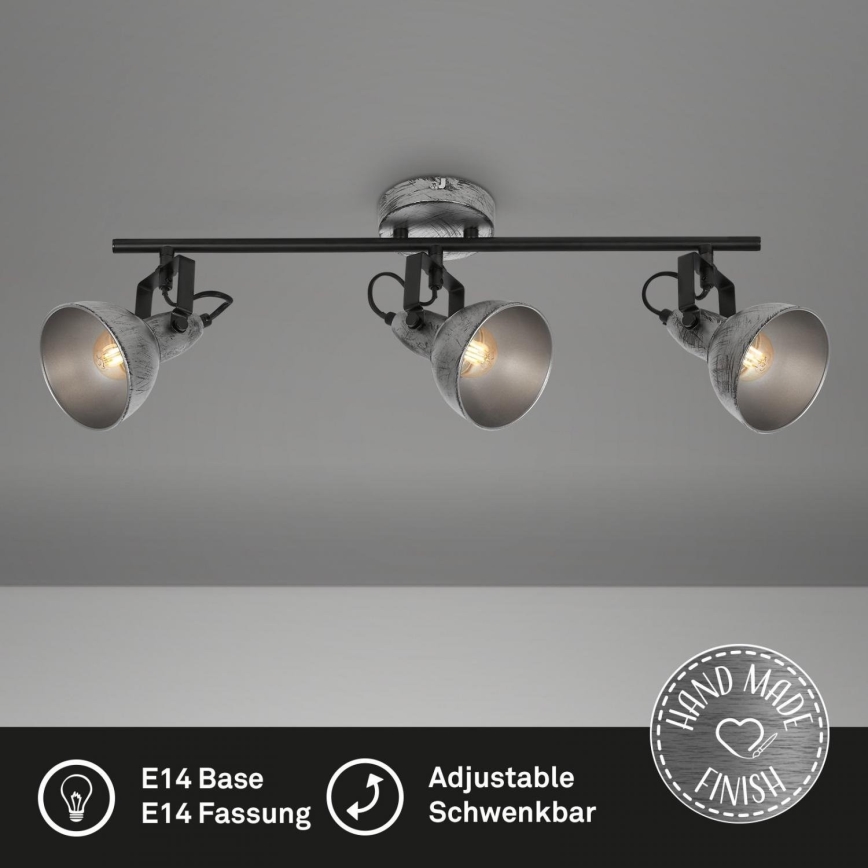 Briloner 2049-034 - Foco RETRO 3xE14/40W/230V cinzento