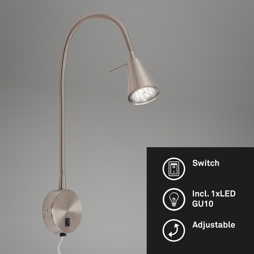 Briloner 2082-012 - Candeeiro de parede LED flexível COMFORT LIGHT 1xGU10/5W/230V cromo fosco