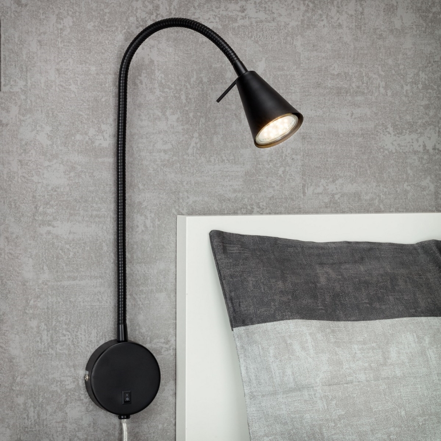 Briloner 2082-015 - Lâmpada de parede LED flexível COMFORT LIGHT 1xGU10/5W/230V preta