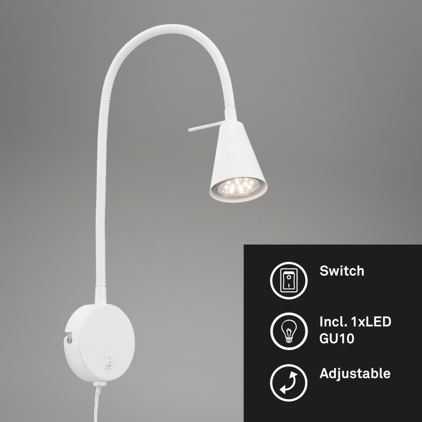 Briloner 2082-016 - Aplique de parede LED flexível COMFORT LIGHT 1xGU10/5W/230V branco