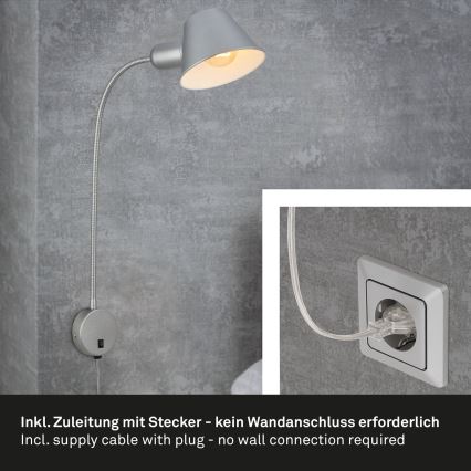 Briloner 2089-014 - Aplique de parede 1xE27/10W/230V, acabamento cromado fosco