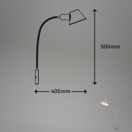 Briloner 2089-014 - Candeeiro de parede flexível BRELLO 1xE27/10W/230V cromo mate
