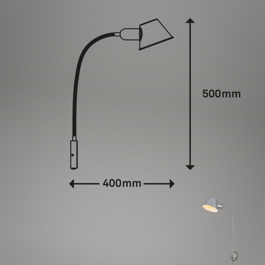 Briloner 2089-014 - Candeeiro de parede flexível BRELLO 1xE27/10W/230V cromo mate