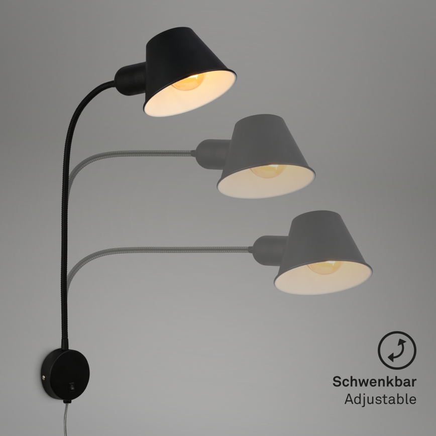 Briloner 2089-015 - Lâmpada de parede flexível BRELLO 1xE27/10W/230V preta