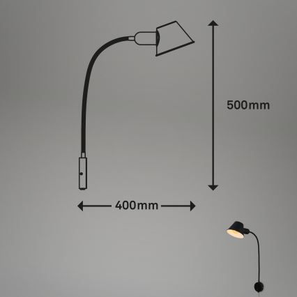 Briloner 2089-015 - Lâmpada de parede flexível BRELLO 1xE27/10W/230V preta