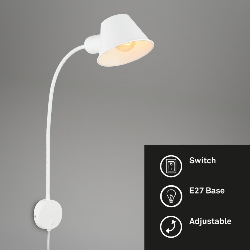 Briloner 2089-016 - Luminária de parede flexível BRELLO 1xE27/10W/230V branca