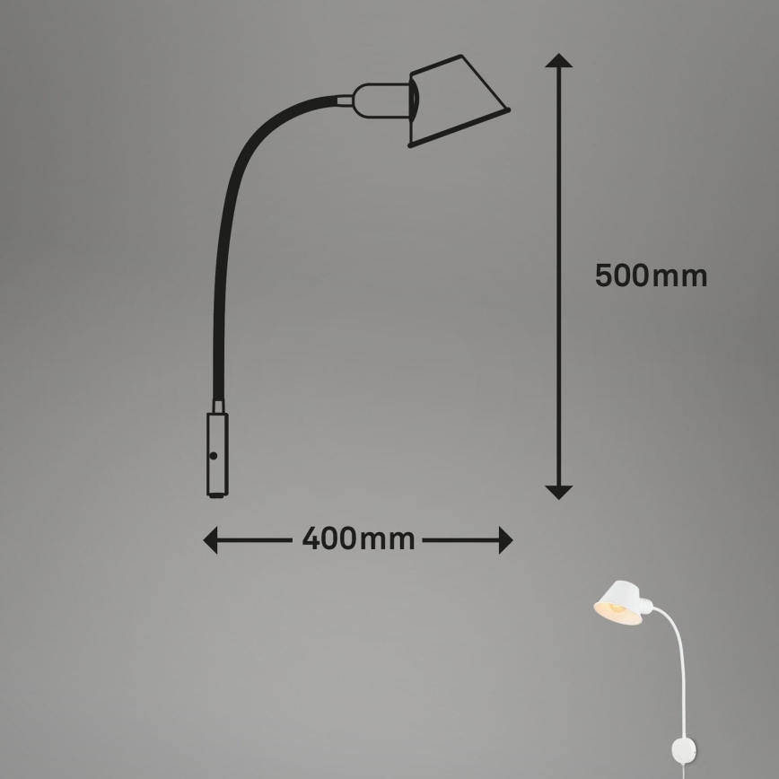 Briloner 2089-016 - Luminária de parede flexível BRELLO 1xE27/10W/230V branca