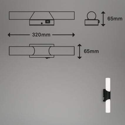 Briloner 2111-015 - Iluminação LED para espelho de casa de banho LED/6,5W/230V 32 cm preto