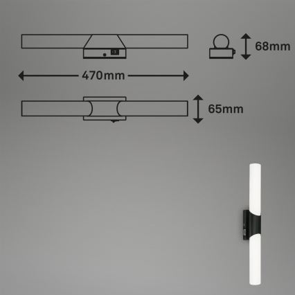 Briloner 2111-115 - Aplique LED para espelho de casa de banho LED/11W/230V IP44 47 cm preto
