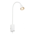 Briloner 2175-016 - Candeeiro de parede flexível com porta USB 1xGU10/10W/230V branco