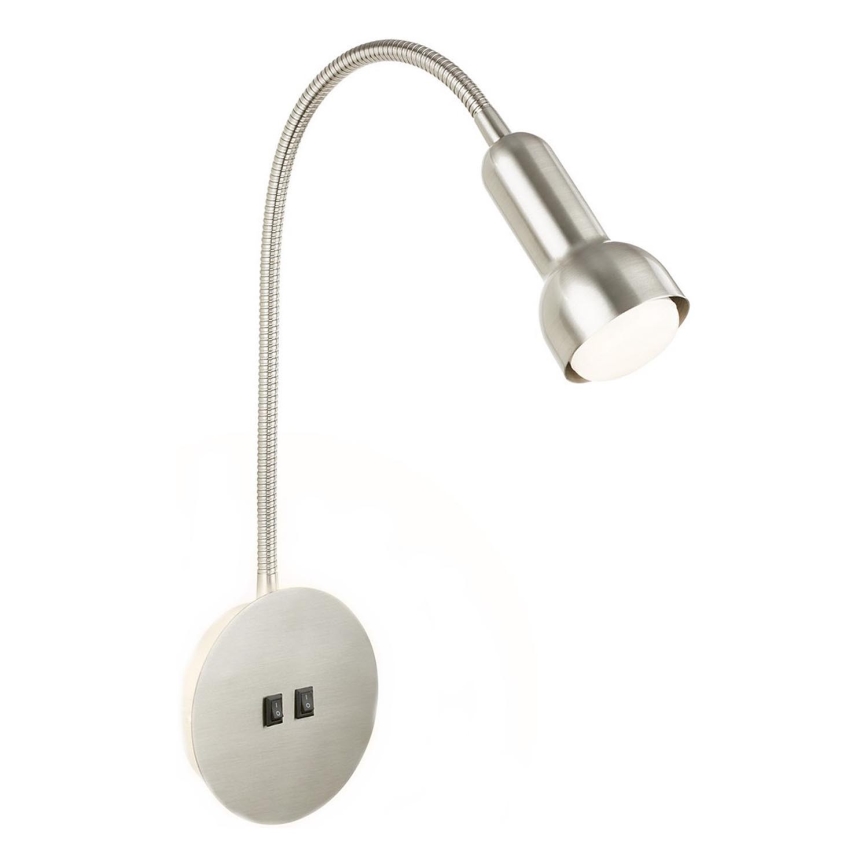 Briloner 2178012 - Candeeiro de parede LED flexível 1xE14/10W/230V + LED/3W cromado mate