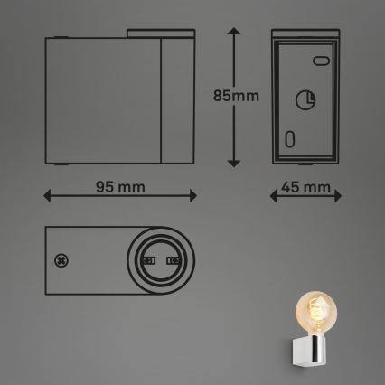 Briloner 2182-018 - Aplique de parede para casa de banho DONGA 1xE27/10W/230V IP44 cromado brilhante