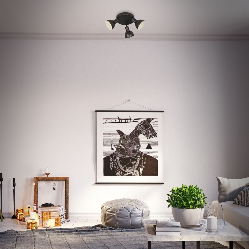 Briloner 2674-035 - Foco RETRO 3xE14/25W/230V preto