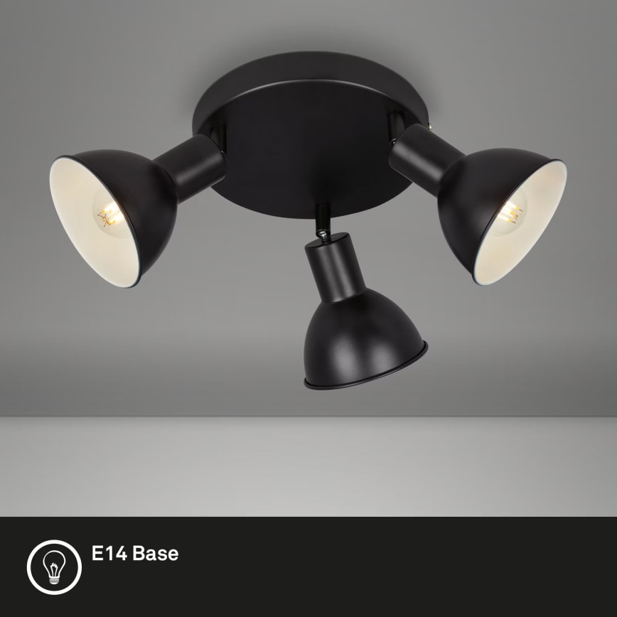 Briloner 2674-035 - Foco RETRO 3xE14/25W/230V preto