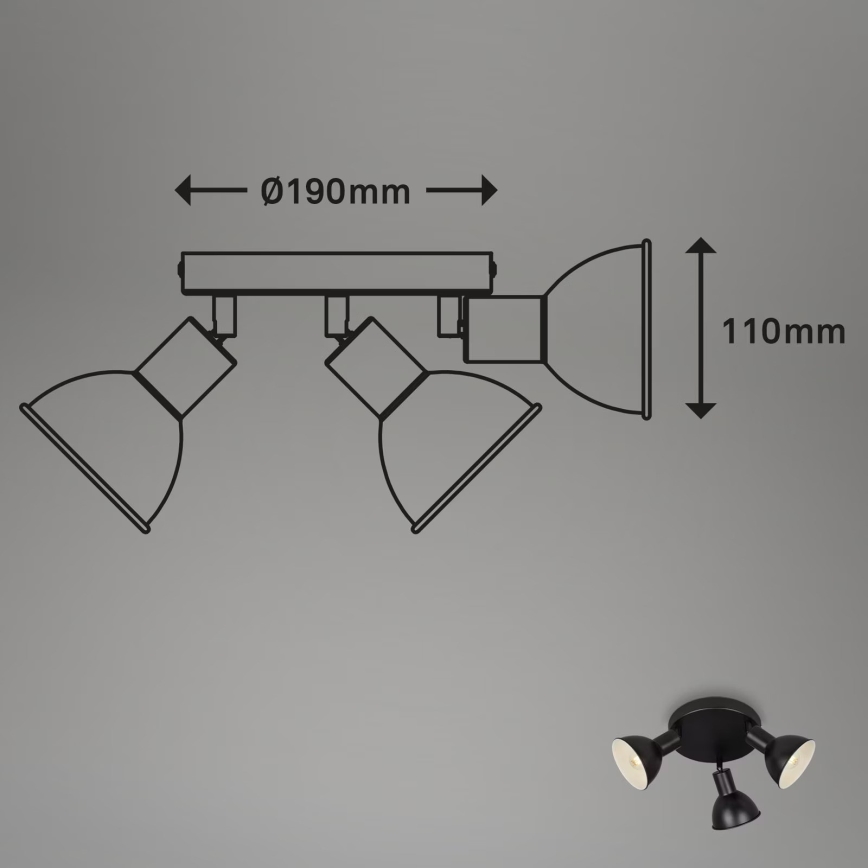 Briloner 2674-035 - Foco RETRO 3xE14/25W/230V preto