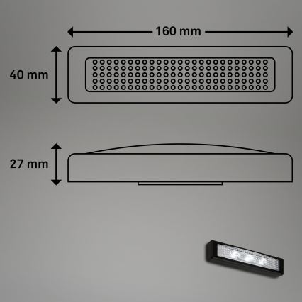 Briloner 2689-035 - LED Iluminação táctil de orientação LERO LED/0,18W/3xAAA preto