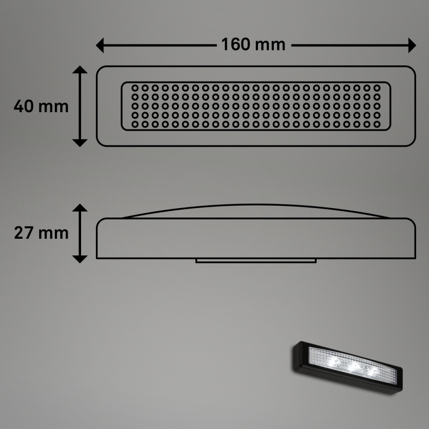 Briloner 2689-035 - LED Iluminação táctil de orientação LERO LED/0,18W/3xAAA preto